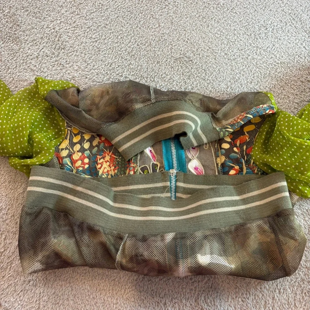 Wooxoom Paris Silk Patchwork Bomber Jacket Embroidered Mesh Green T3 Medium Rare